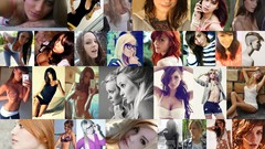 Collage woman blondes brunettes redheads portraits 