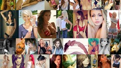 Collage woman blondes brunettes redheads portraits 