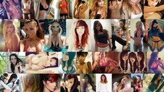 Collage woman blondes brunettes redheads portraits 
