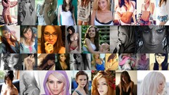 Collage woman blondes brunettes redheads portraits 