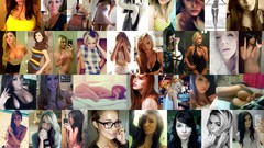 Collage woman blondes brunettes redheads portraits 