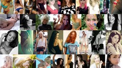 Collage woman blondes brunettes redheads portraits 
