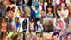 Collage woman blondes brunettes redheads portraits 