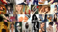 Collage woman blondes brunettes self-portrait self shot
