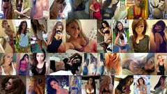 Collage woman blondes lingerie brunettes portraits 