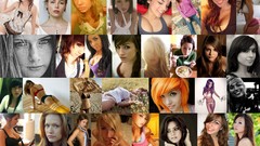Collage woman faces blondes brunettes portraits self shot