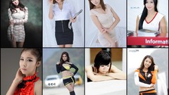 Collage woman glasses asians brunettes models Korean girls with 