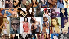 Collage woman glasses blondes brunettes redheads portraits 