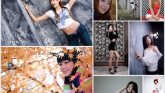 Collage woman stomach asians smiling brunettes models black 