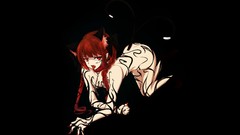 Collar black background fangs red eyes tongue chains tattoos 