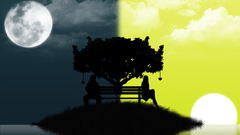 Colorful day night tree