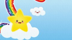 colorful Stars rainbows fantasy art Simple Background clouds
