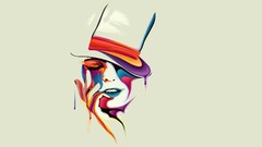 colorful Women digital art face drawing hat painting artwork