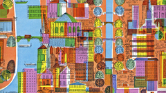 Colourful street busy