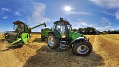 Combine wheat tractors fisheye