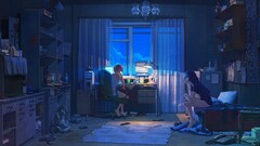 computer Everlasting Summer ArseniXC living rooms night interior