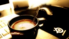 Computers coffee drinks mice