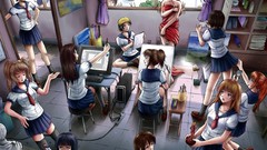 Computers drawings anime girls seifuku artwork