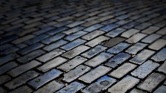 Construction Bricks sidewalks pavement tilt-shift
