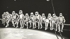 Construction star wars funny sitting monochrome outer space 