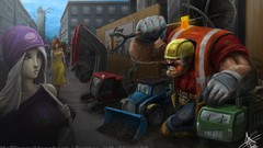 Construction worker League of Legends Yorick Dr Mundo Leona