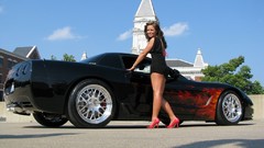 Corvette chevrolet corvette girls with cars black cars