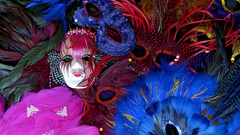 Costume feathers masks Mardi