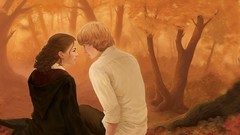 Couple fan art harry potter hermione granger ron weasley 