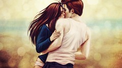 Couple Kristen Stewart robert pattinson kissing fan art artwork