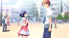 Couple school uniforms black hair