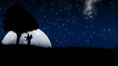 Couple Trees moon silhouettes