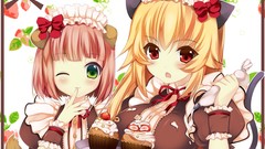 Cream nekomimi animal ears tails