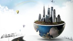 Creative water clouds Worlds Balloons buildings skies vision