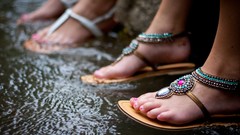 Creek water rain feet woman sandals