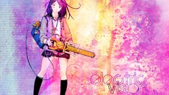 Cross stockings long hair chainsaw phones purple hair