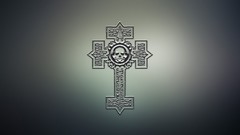 Cross white background skulls