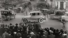 Crowd cars street Capitol monochrome historic old photography 