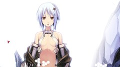 Crystals navel white hair red eyes coat anime girls short hair 