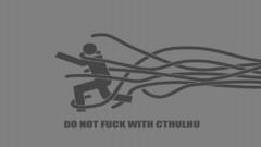 Cthulhu warning grayscale sign