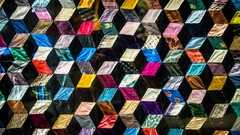 Cubes abstract 3d fabric multicolor quilt