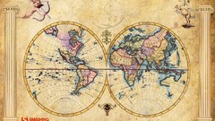 Cupid Maps vintage grunge Pillars drawings globes artwork 