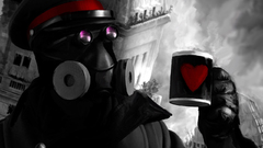 Cups gas masks Hearts