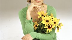 Cute female model Flowers