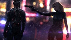 cyborg Women science fiction digital art gun futuristic weapon