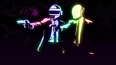 daft punk Music digital art Pulp Fiction (parody) gun neon