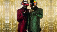 daft punk Music red helmet Green electronic music