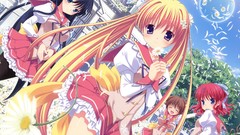 Daisies Trees Anime skirts anime girls school uniforms skies