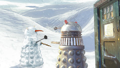 Daleks snow tardis Doctor
