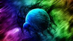 Dark abstract planets multicolor outer space