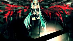 Dark abstract tie skirts long hair green eyes hatsune miku 